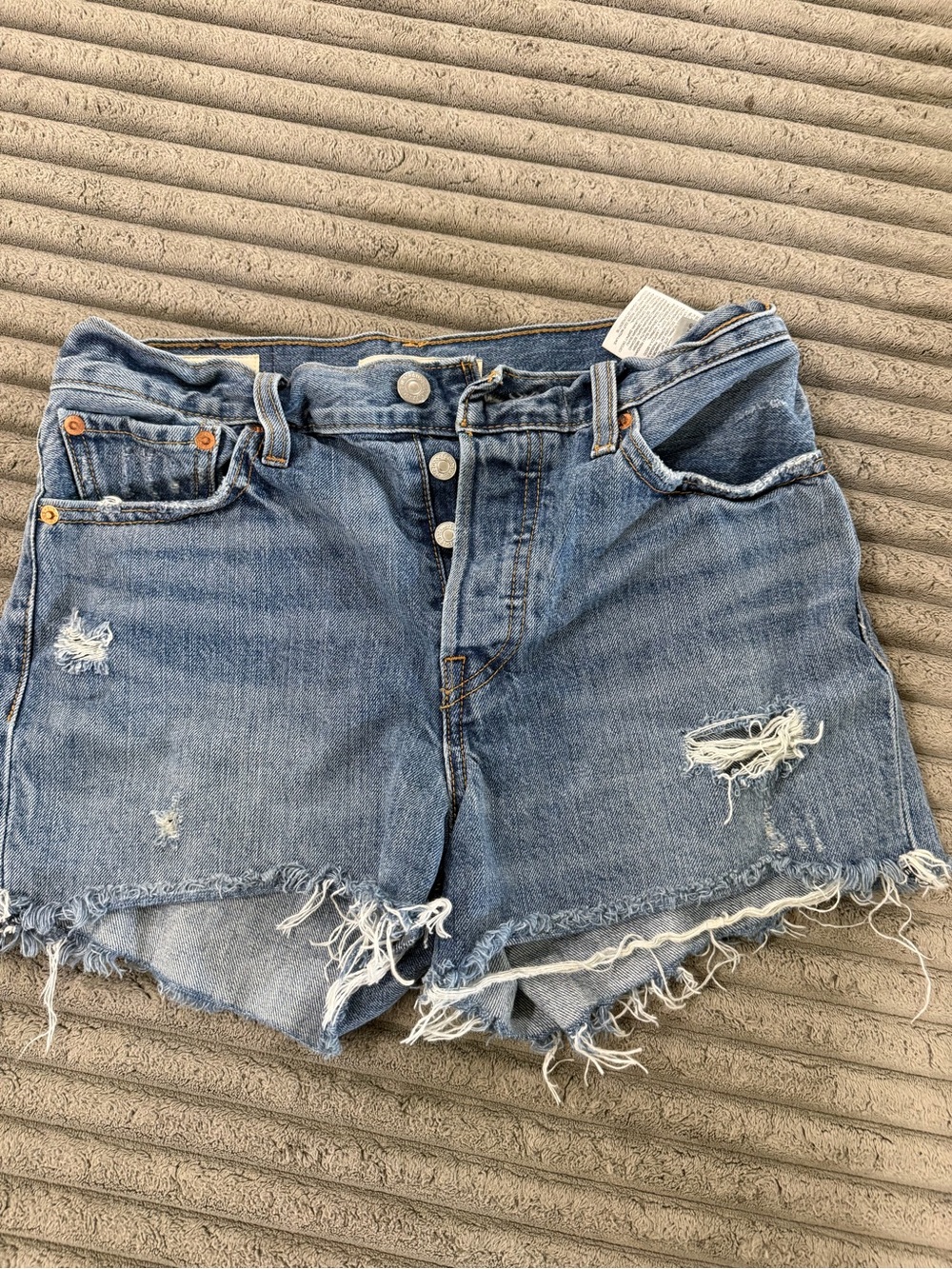 Levi's Light Blue Distressed Denim Cutoff Shorts